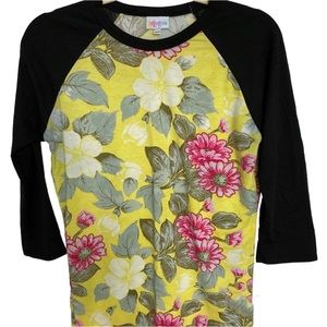 LuLaRoe Floral Baseball Style Shirt